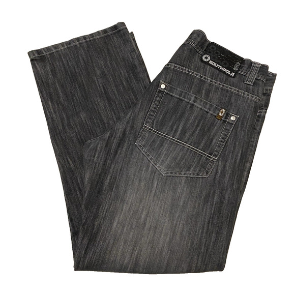 SouthPole 4180 Black Jeans Mens Size 36x32 Street Wear Baggy Denim Trouser Pants
